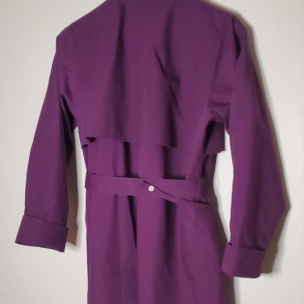 Grape Purple London Fog Single Breasted Trench Coat - Picture 7 of 15